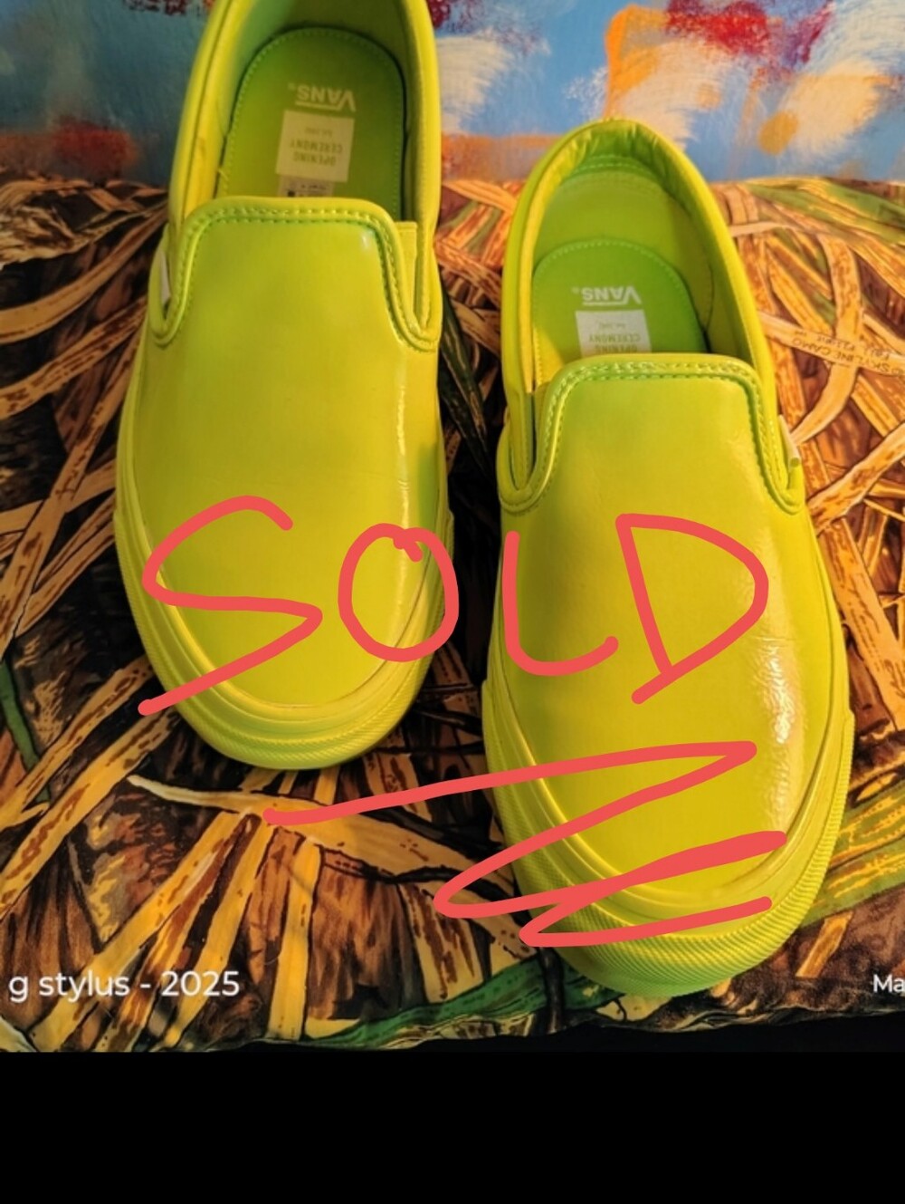 😮🔥🔥VANS - Slip Ons Glossy Lime Collab w/ Opening Ceremony - Men 7.5, Women 9